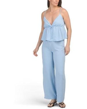 Marshalls Tie Front Air Flow Top And Pants Set For - Blue
