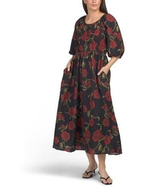 Marshalls Floral Printed Puff Sleeve Maxi Dress For - Brown
