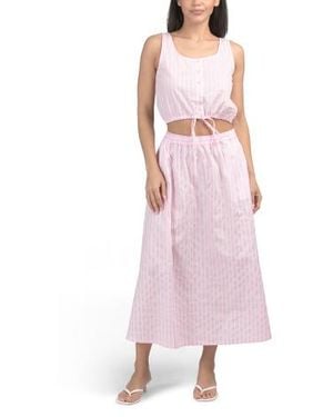 Marshalls 2Pc Poplin Striped Top And Matching Maxi Skirt Set For - Pink
