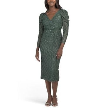 Marshalls Long Sleeve Embellished Lace Cocktail Maxi Dress For - Green