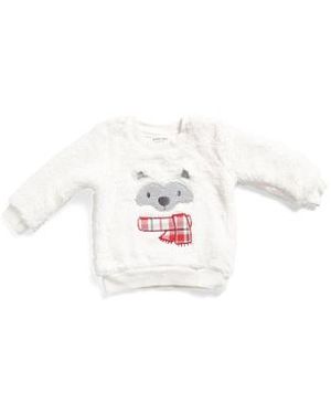 Marshalls Infants Fox Wearing Scarf Knit Sweatshirt - White
