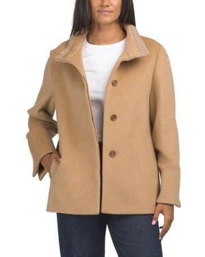 Marshalls Italian Wool Blend Single Button Short Coat For - Natural