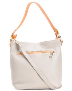 Marshalls Leather Bucket Bag With Double Front Pockets For - White