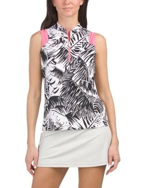 Marshalls Palm Printed Patti Sleeveless Golf Top For - White
