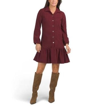 Marshalls Long Sleeve Corduroy Mini Dress For - Red