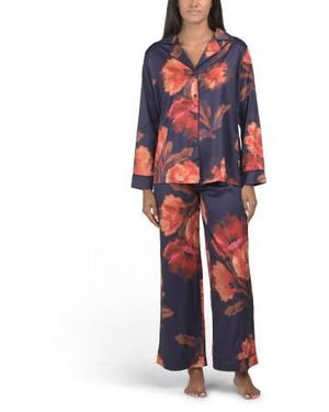 Marshalls 2Pc Floral Notch Collar Pajama Set For - Red