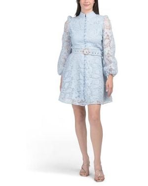 marshalls lace dress Marshalls Long Sleeve Lace Mini Dress With Hardware Belt For in Blue
