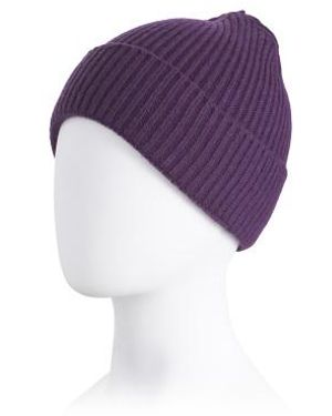 Marshalls Recycled Cashmere And Wool Blend Mini Ribbed Beanie For - Purple