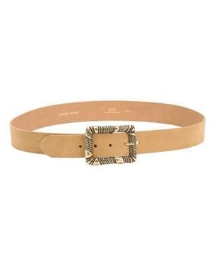 Marshalls Suede Square Brass Tone Buckle Belt - White