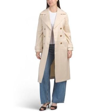 Marshalls Double Breasted Relaxed Trench Coat With Pinstripe Pattern For - Natural