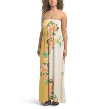 Marshalls Linen Blend Color Block Floral Maxi Dress For - Metallic