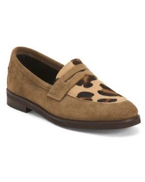 Marshalls Suede Penny Loafers With Leather Detail For - Brown