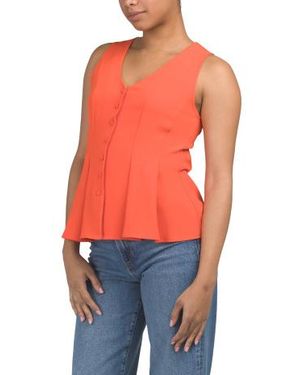 Marshalls Pleated Luxe Crepe Vest Top For - Orange