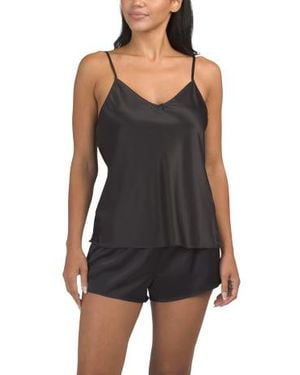 Marshalls 2Pc Satin Camisole And Shorts Set For - Black