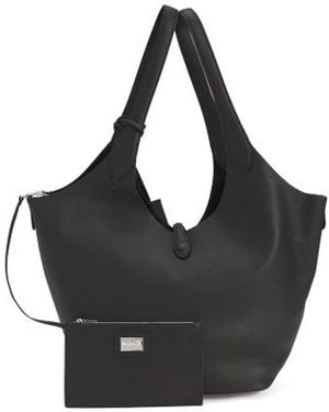 Marshalls Leather Large Soft Double Handle Bag With Tab Closure For - Black