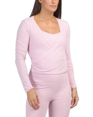 Marshalls Milly Ribbed Crossover Long Sleeve Top For - Pink