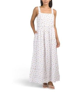 Marshalls Linen Blend Ditsy Floral Trim Maxi Dress For - White