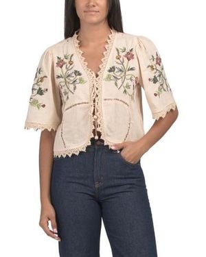 Marshalls Short Sleeve Embroidered Blouse For - Blue