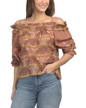 Marshalls Silk Blend Charming Cheetahs Elegant Escape Top For - Blue