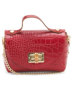 Marshalls Leather Top Handle Crocodile Satchel For - Red