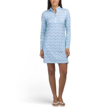 Marshalls Long Sleeve Quarter Zip Upf 50 Mini Day Dress For - Blue