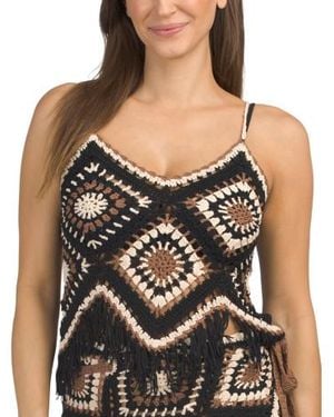 Marshalls Fringe Cover-Up Tank Top For - Black