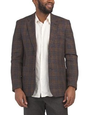 Marshalls Virgin Wool And Linen Blend Plaid Walton Jacket For - Brown