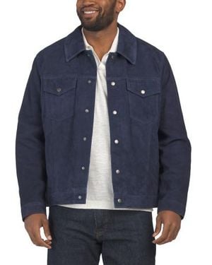 Marshalls Suede Trucker Jacket For - Blue