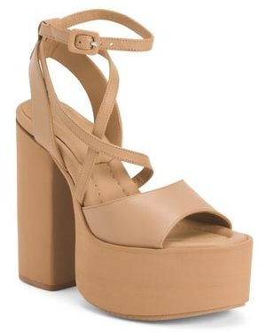 Marshalls Leather Block Heel Platform Sandals For - Natural