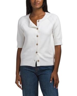 Marshalls Short Sleeve Button Front Cardigan For - White