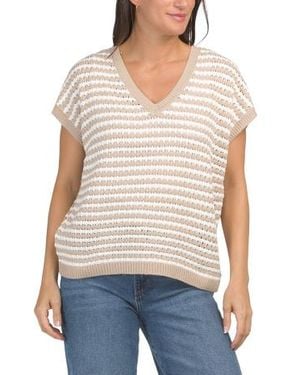 Marshalls V-Neck Crochet Look Sweater Vest For - White