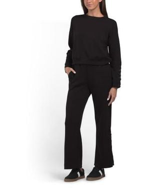 Marshalls 2Pc Drop Shoulder Long Sleeve Crew Neck Top And Pants Set For - Black