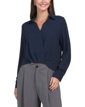 Marshalls Crossover Long Sleeve Hi-Lo Blouse For - Blue