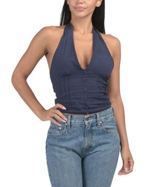 Marshalls Wrap Neck Halter Top For - Blue