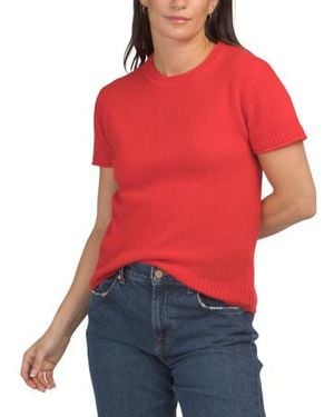 Marshalls Cashmere Ribbed Short Sleeve Sweater - Red
