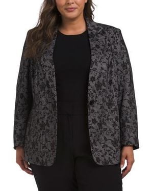 Marshalls Plus Long Floral Ponte Jacket For - Black