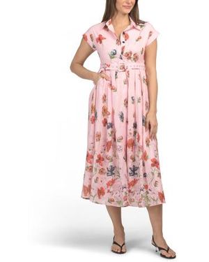 Marshalls Short Sleeve Floral Midi Dress For - Pink