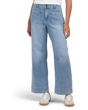 Marshalls Two Button Patch Pockets Wide Leg Pants For - Blue
