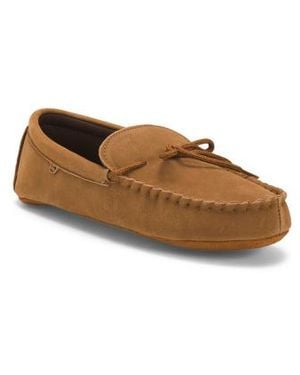 Marshalls Suede Soft Sole Moccasin Slippers - Brown