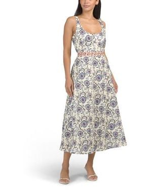 Marshalls Square Neck Strappy Mixed Print Midi Dress For - White