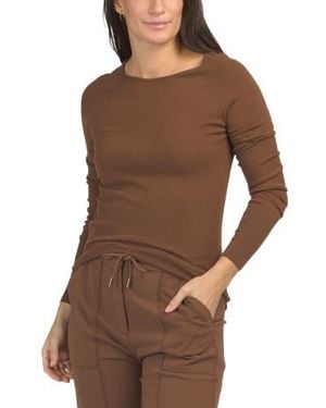 Marshalls Connie Sweater Knit Pull Over Baseball Sleeve Top For - Brown