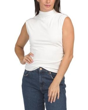 Marshalls Mock Neck Ribbed Gathered Tank Top For - Blue