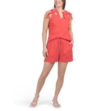 Marshalls Bow Tie Whipstitch Shorts Set For - Red