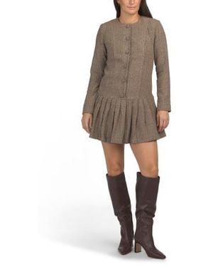 Marshalls Long Sleeve Drop Waist Pleated Mini Dress For - Natural