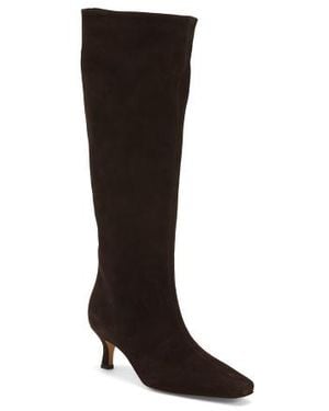 Marshalls Suede High Shaft Boots With Wrapped Kitten Heels For - Black