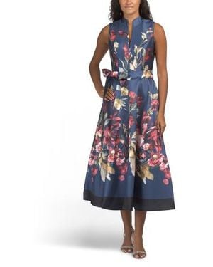 Marshalls Sleeveless Mikado Tea-Length Gown For - Blue