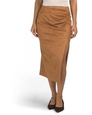 Marshalls Zayla Faux Suede Pencil Skirt With Ruching Detail For - Brown