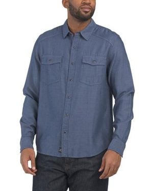 Marshalls Long Sleeve Western Work Shirt For - Blue