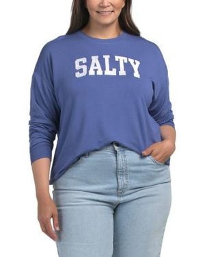 Marshalls Plus Salty Embroidered French Terry Sweatshirt For - Blue