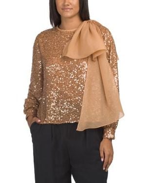 Marshalls Marlena Top With Silk Oversized Bow For - Black
